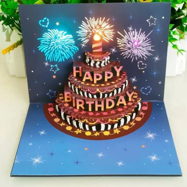 【birthday card】生日快樂立體賀卡(唱歌生日卡鏤空紙雕禮物3D生日卡)