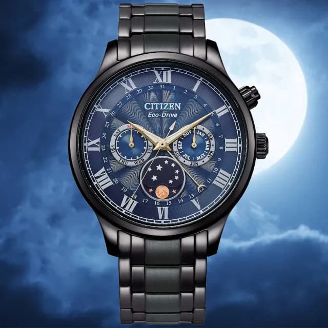 【CITIZEN 星辰】GENTS系列 亞洲限定款 月相光動能腕錶 父親節 禮物  送禮 推薦(AP1055-87L)