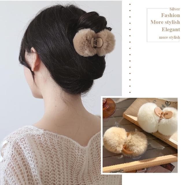【無敵小可愛】雙面可愛小毛球髮夾-2入(韓系 頭飾 髮飾 瀏海夾 抓夾 鯊魚夾 盤髮 裝飾品 配件 禮物)