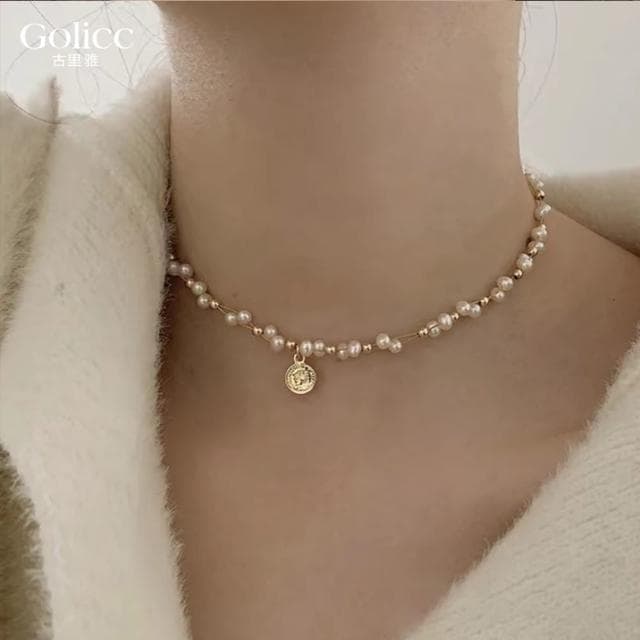 【Golicc】項鍊 歐美典雅纏繞珍珠女王鎖骨鍊(母親節 生日 情人節 鎖骨鍊 項鍊 飾品 禮物)