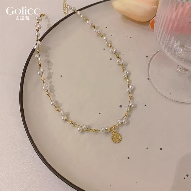 【Golicc】項鍊 歐美典雅纏繞珍珠女王鎖骨鍊(母親節 生日 情人節 鎖骨鍊 項鍊 飾品 禮物)
