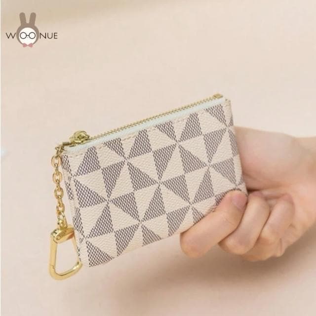 【WOONUE】高質感格紋男女零錢包多功能鑰匙圈背包袋掛飾(男友女友老婆媽媽母親父親聖誕情人節禮物對包)