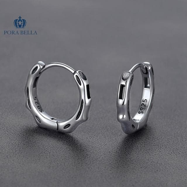 【Porabella】S925純銀中性風圈圈耳扣 純銀網紅耳環 泰銀耳扣 復古潮流 個性耳環 生日禮物 Earring