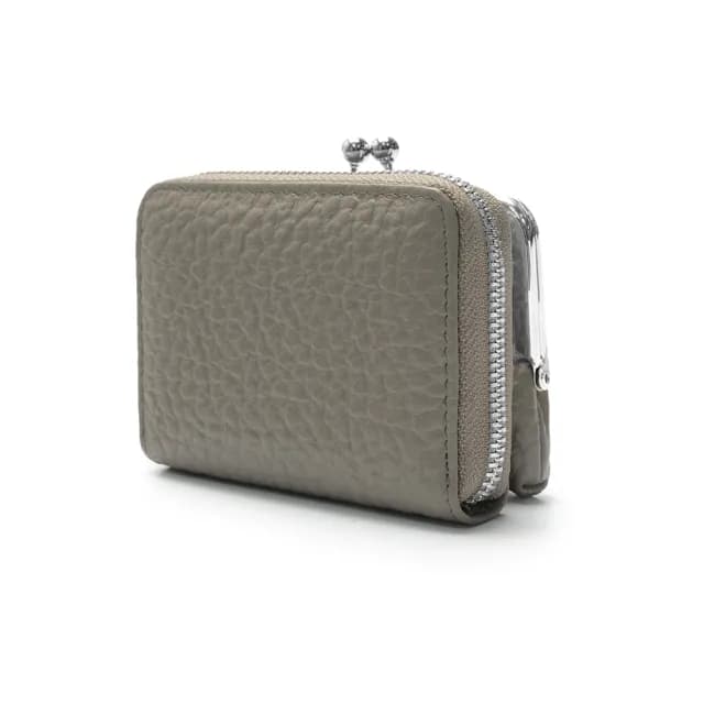 【2R 手工真皮】頭層牛皮Calbi隨行珠釦拉鏈零錢包 素雅灰(真皮包包 皮夾)