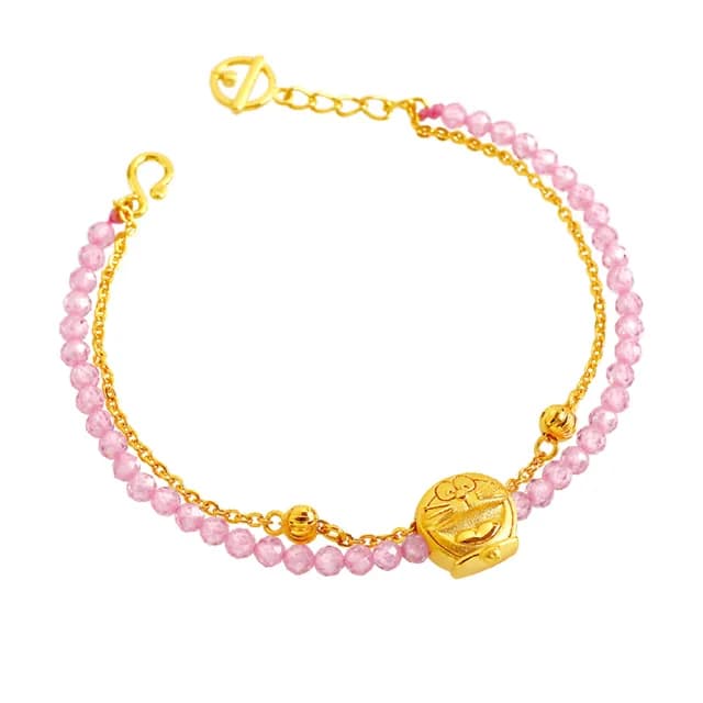 【2sweet 甜蜜約定】Doraemon哆啦a夢夢想之星系列純金串珠女手鍊約重1.00錢(哆啦a夢金飾)