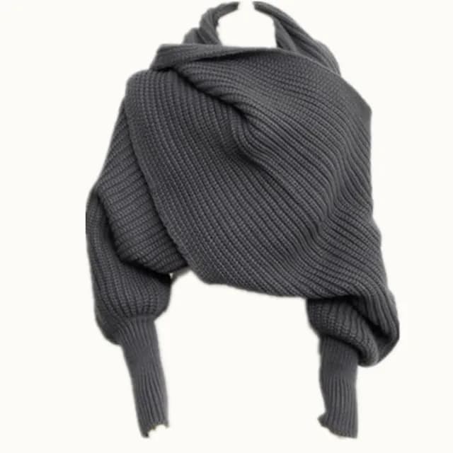 【艾兒時尚】日本風格三合一情侶男女超保暖百搭簡約毛線圍巾袖套披肩披巾(加厚升級版-冬天必備 送禮首選)