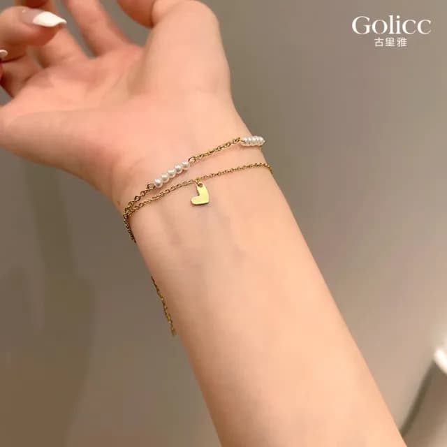 【Golicc】手鍊 ins風 復古雙層珍珠(七夕 情人節 生日 手環 手繩 首飾 飾品 禮物)