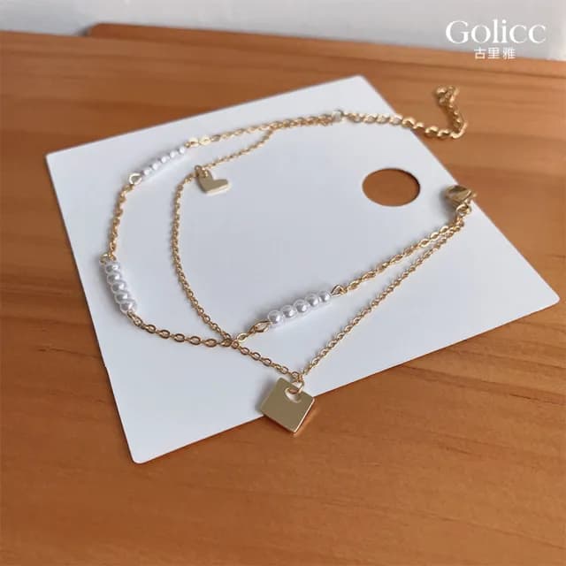 【Golicc】手鍊 ins風 復古雙層珍珠(七夕 情人節 生日 手環 手繩 首飾 飾品 禮物)