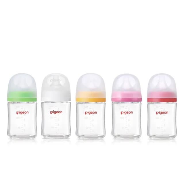 【Pigeon 貝親】第三代母乳實感玻璃奶瓶160ml(瓶身+奶嘴+蓋+栓)