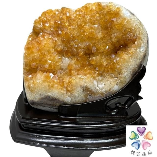【恬芯晶品】巴西精選招財黃水晶愛心天然晶片N5(桌上型聚財招財貴人開運風水擺件黃金洞新居禮物)