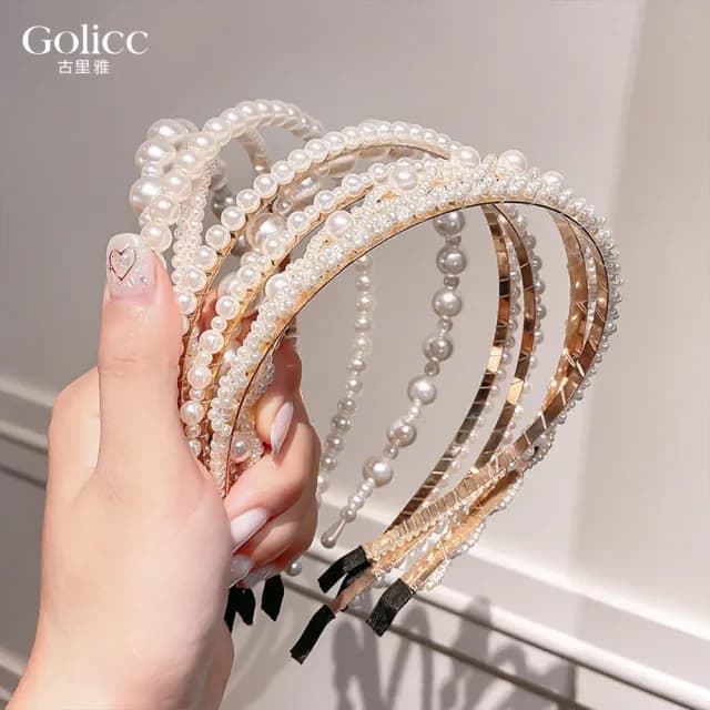 【Golicc】髮箍 可愛小公主 氣質珍珠(七夕 情人節 生日 髮飾 髮帶 飾品 禮物)