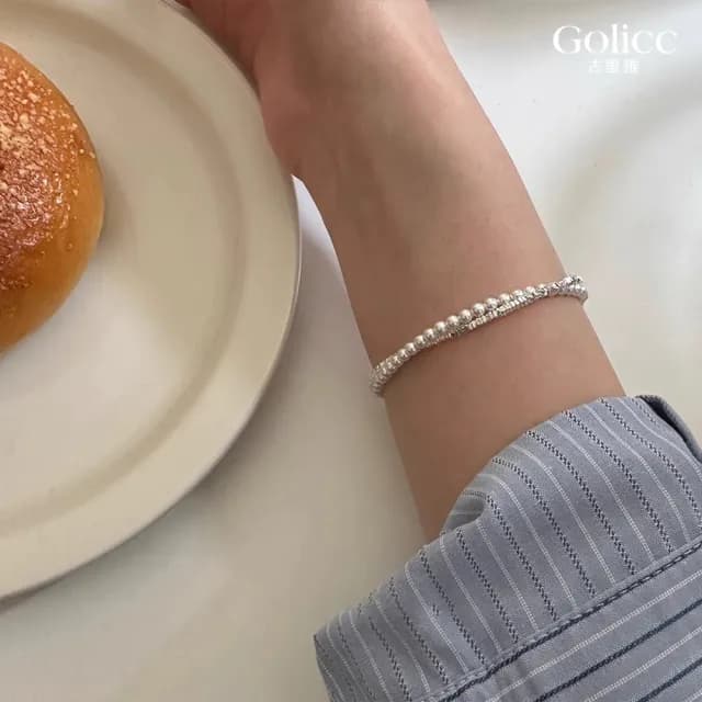 【Gulicc】手鍊 輕奢款 雙層珍珠碎銀子(雙11 聖誕節 生日 手環 手繩 首飾 飾品 禮物)