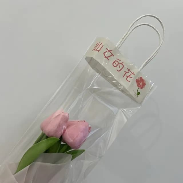 【JEN】仿真鬱金香抱桶花附手提袋(畢業禮物/交換禮物/情人節/母親節禮物/聖誕禮物)