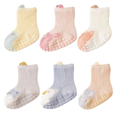 【Baby 童衣】任選 兒童襪子3雙入 嬰兒襪 網眼防滑襪 柔軟透氣排汗襪 寶寶動物彈力襪 11729(共２色)