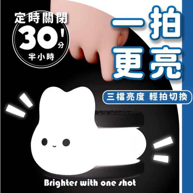【拍打紓壓】奧兔奧造型矽膠拍拍燈(USB充電 LED小夜燈 床頭燈 觸控燈 擺飾 裝飾品 辦公室 生日禮物)