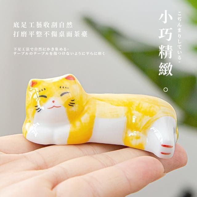 【桌面擺飾】日式可愛萌寵小貓咪陶瓷筷架2入(筷托 筆托 筷子架 筷枕 筆擱 造型筷架 婚禮小物 入厝禮)