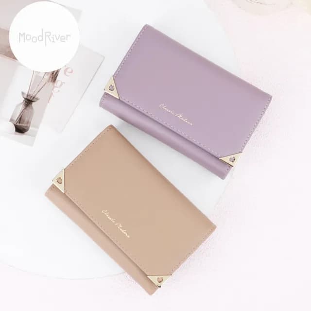 【MoodRiver】氣質款 錢包 女生 中夾 三折 皮夾 女夾 零錢包 卡夾 多色可選