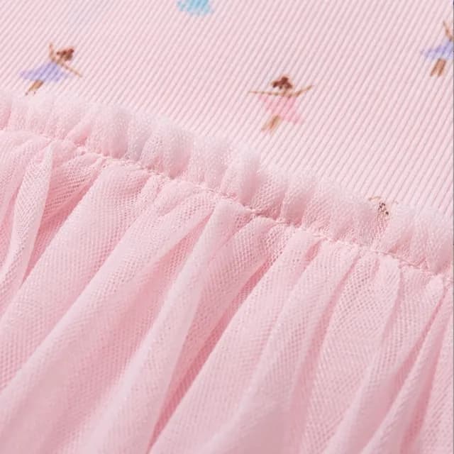 【橘魔法】滿印芭蕾女孩紗裙洋裝(短袖洋裝 連身裙 連衣裙 女童 兒童 童裝)