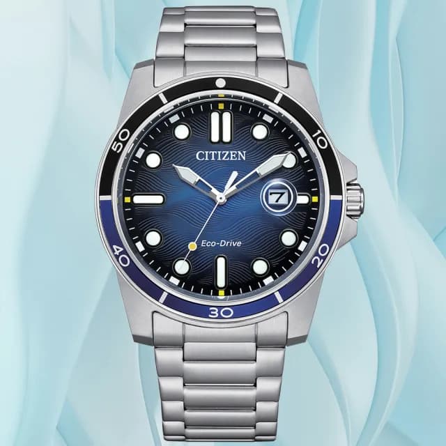 【CITIZEN 星辰】GENTS系列 水波紋 光動能腕錶 父親節 禮物 送禮 推薦(AW1810-85L)