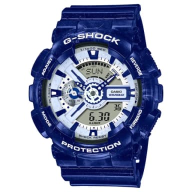 【CASIO 卡西歐】G-SHOCK 青花瓷系列 雙顯手錶 送禮 禮物 推薦(GA-110BWP-2A)