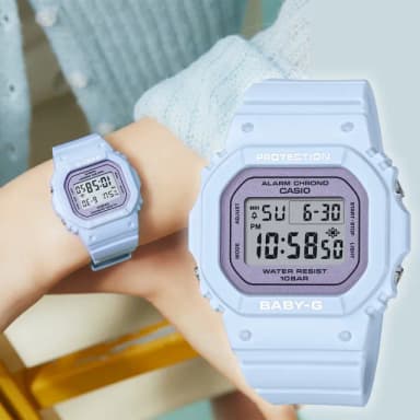 【CASIO 卡西歐】BABY-G 春季色彩方形女錶電子錶-紫丁香 送禮 禮物 推薦(BGD-565SC-2)