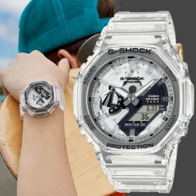 【CASIO 卡西歐】G-SHOCK 40周年透明限量版透視機芯手錶 送禮 禮物 推薦(GA-2140RX-7A)