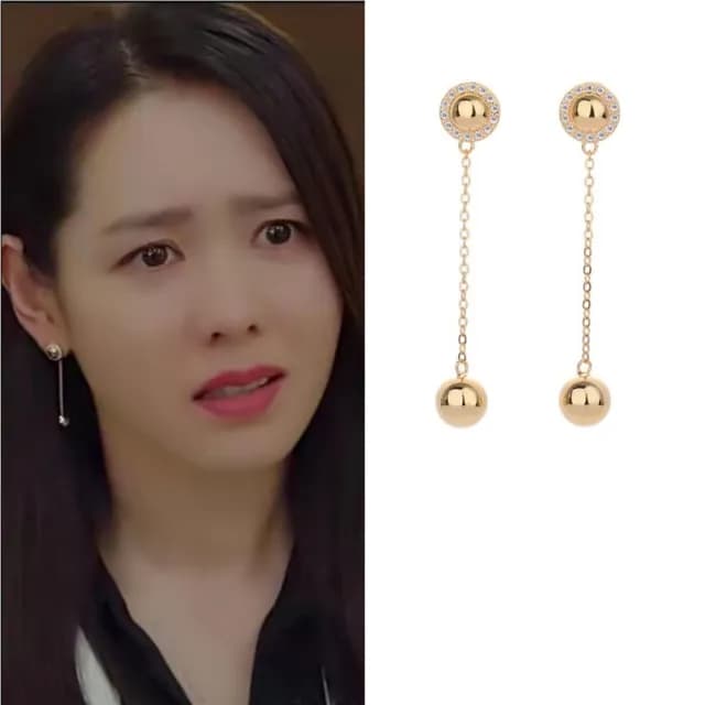 【Emi 艾迷】淚之女王 金智媛 同款 鋯石圓珠垂墜 925銀針 耳環(淚之女王 孫藝珍 韓劇三十九)
