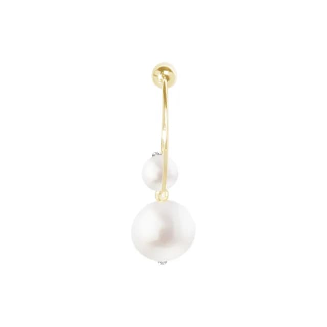 【Olivia Yao Jewellery】專為無耳洞設計 垂墜鋯鑽天然圓珍珠夾式耳環(COSMOS Collection)