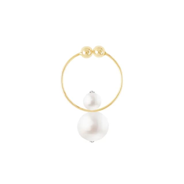 【Olivia Yao Jewellery】專為無耳洞設計 垂墜鋯鑽天然圓珍珠夾式耳環(COSMOS Collection)