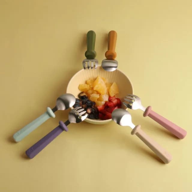 【MEROWARE】NANA好好拿不銹鋼學習餐具組(好用/好拿/好洗/可高溫消毒)