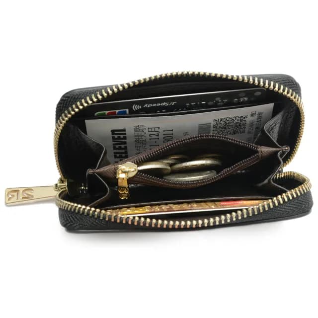 【2R 手工真皮】雙11 湛雅NAPA牛皮Heart愛心拉鍊零錢包 百搭黑