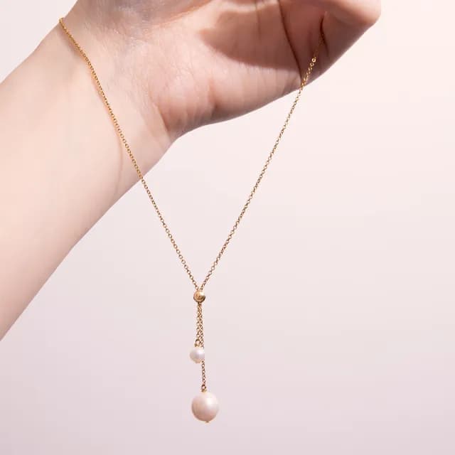 【Olivia Yao Jewellery】14K合金 天然珍珠 Y字項鍊(Pearl Bell Collection/送禮首選)