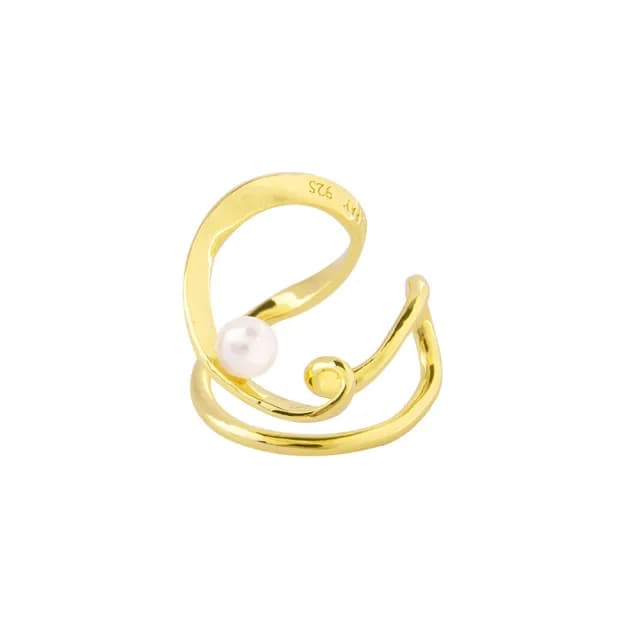 【Olivia Yao Jewellery】925純銀律動曲線天然珍珠耳夾(Fern  Collection/無耳洞福音)