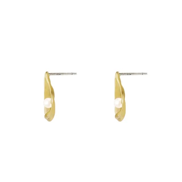 【Olivia Yao Jewellery】輕奢感首飾 天然珍珠 鏤空金絲耳環(Ripple Collectionn)