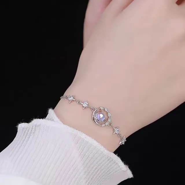 【LEESA】寶石手鍊\行星手鍊\星星手鍊\純銀手鍊\寶石手鍊\生日禮物\愛心手鍊\手鏈\星星手鐲\招