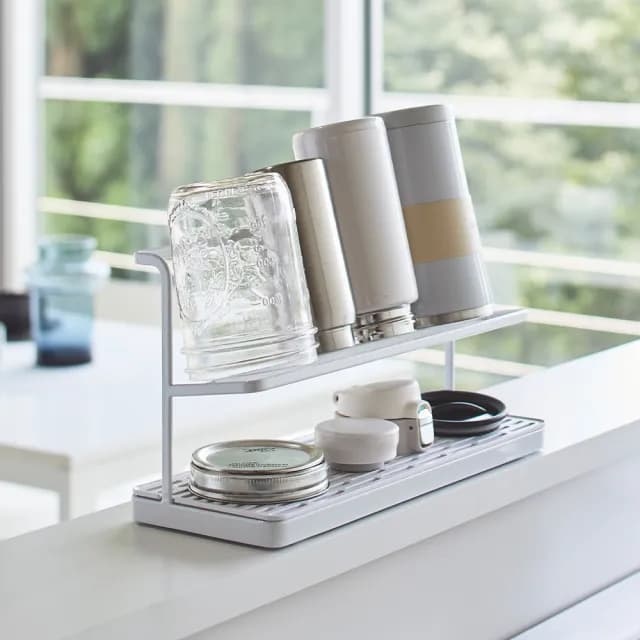 【YAMAZAKI】tower瓶罐瀝水架-白(瀝水架/瓶罐架/餐具瀝水架/瓶罐瀝水架/置物架) 