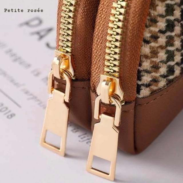【Petite rosee】女高質感時尚多功能雙拉鍊零錢包鑰匙包卡片夾(閨蜜女友老婆媽媽母親情人節禮物)