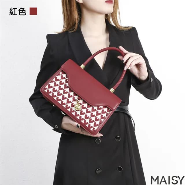 【MAISY】情人節禮物 質感甜美少女感愛心印花鏈帶手提包(現+預 紅色)