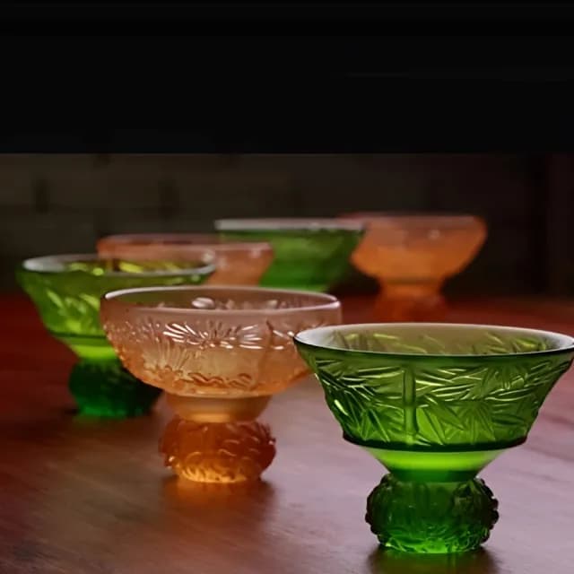 【琉璃工房LIVING】四季君子飲 蘭君子 對杯 畢業禮物(畢業/生日贈禮/節日/企業/結婚禮物/酒器/酒杯)