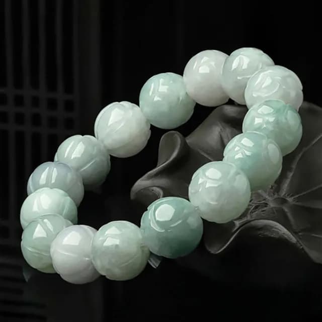【Paiya 派亞】13.5mm緬甸A貨翡翠蓮花手串蓮花珠玉石手鏈時尚男士手飾女款(交換禮物/送禮)