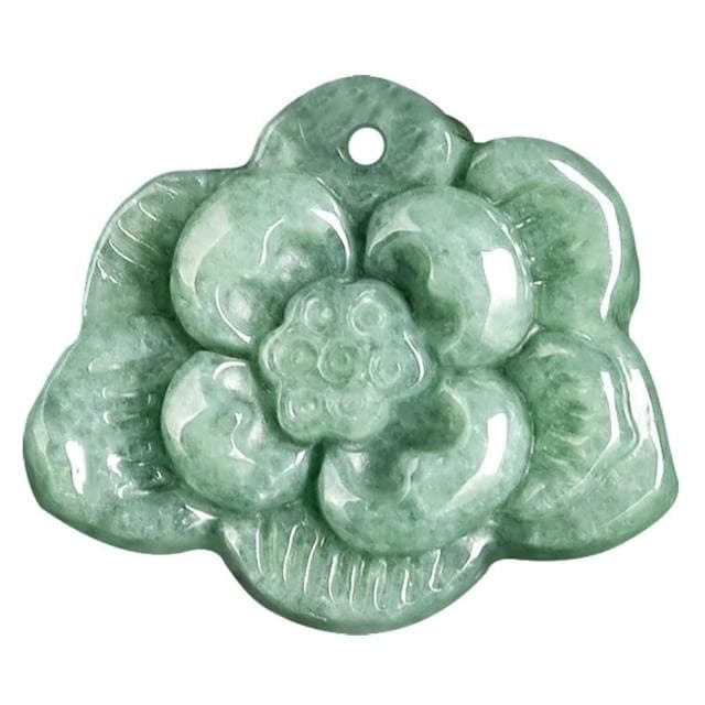 【Paiya 派亞】天然a貨翡翠豆綠荷花蓮花吊墜豆種玉石挂件花件男女玉墜玉器(交換禮物/送禮)