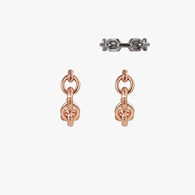【agnes b.】bijoux Chunky Chain系列耳環套裝(玫瑰金)
