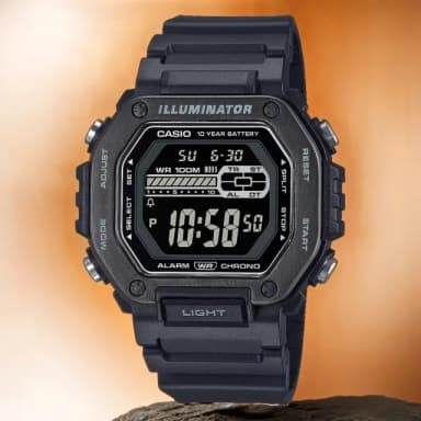 【CASIO 卡西歐】學生錶 10年電力金屬風計時手錶 送禮 禮物 推薦(MWD-110HB-1BV)