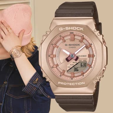 【CASIO 卡西歐】G-SHOCK WOMEN 金屬質感 八角雙顯腕錶 畢業禮物 送禮 推薦(GM-S2100CB-5A)
