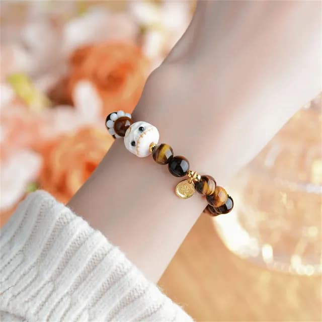 【MoonDy】雙11 手串 手鍊 虎眼石手串 黃虎眼 可愛手鍊 消除負能量 生日禮物 天然石英石 招財手