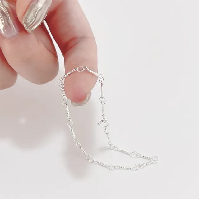 【LEEHER】串珠手鍊/銀飾/韓國手鍊/招財手鍊/閨蜜禮物/麻花手鍊/純銀手鍊/簡約手環/手飾/編織手