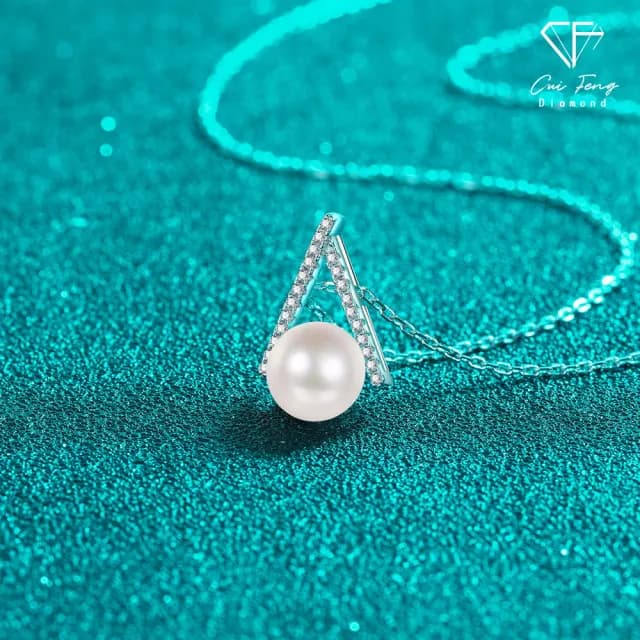 【CF鑽飾】項鍊 天然淡水珍珠X莫桑鑽《珍愛典藏》雙11限定(11分 天然淡水珍珠 項鏈 禮物 生日)
