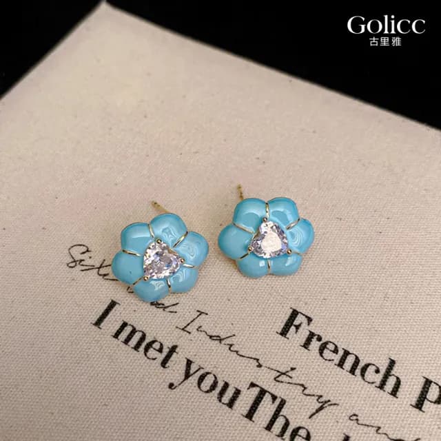 【Golicc】耳環 復古滴釉風(七夕 情人節 生日 飾品 耳釘 耳飾 耳墜 禮物)