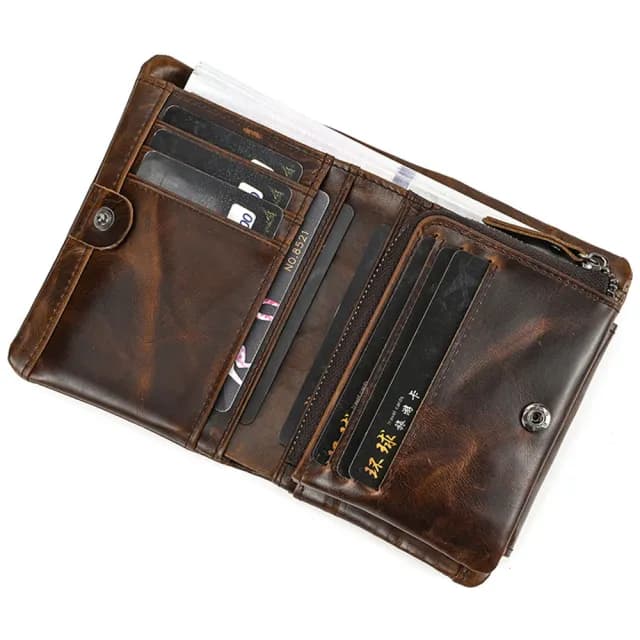 【LEESA】雙11 男皮夾\多卡位\三折短夾\卡夾零錢包\真皮包包\拉鍊短夾\禮物\短夾\真皮錢包\牛皮