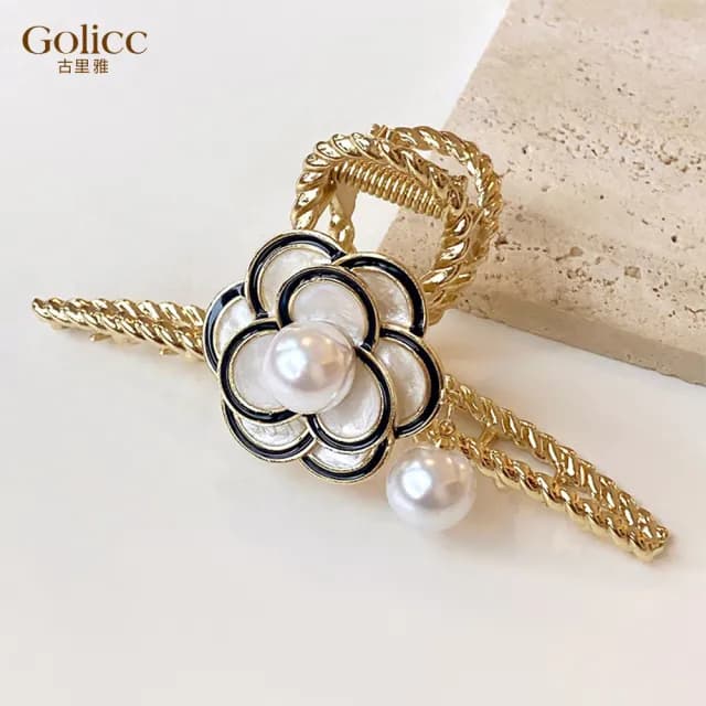 【Gulicc】髮夾 山茶花 小香風髮夾 抓夾(雙11 聖誕節 生日 髮飾 頭飾 鯊魚夾 抓夾 禮物)